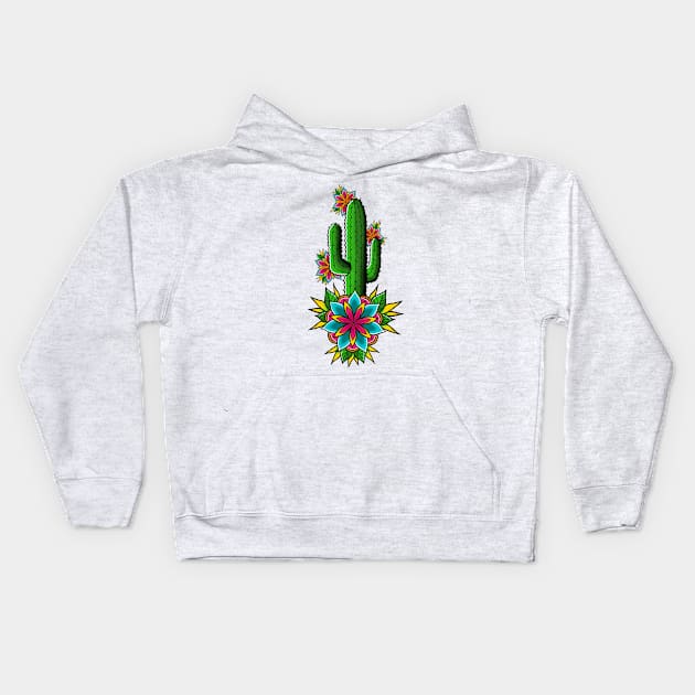 Floral Cactus Kids Hoodie by violetinkx